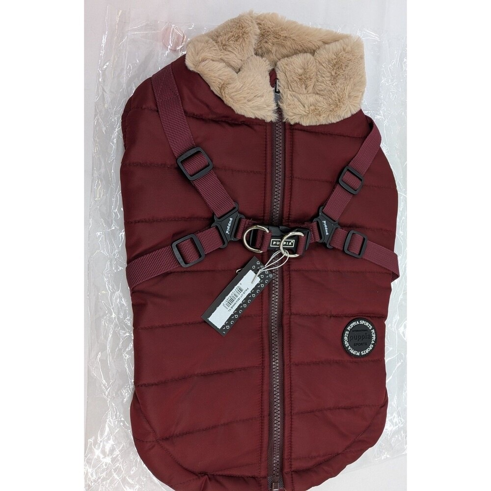 PUPPIA International Sports Dog Winter Vest Harness Coat XL Wine Red Quilted Fur